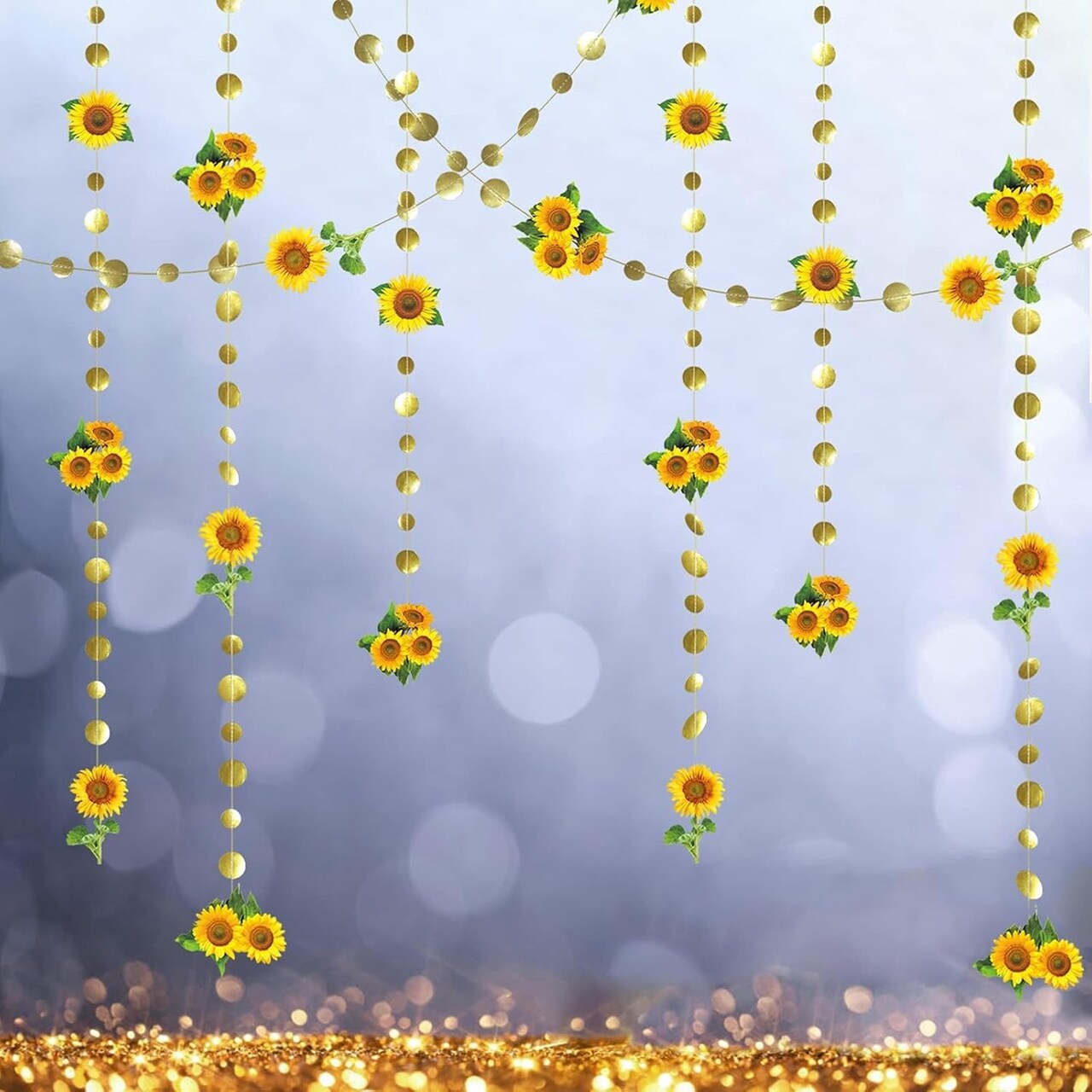 Sunflower party decorations, sunflower garland banner, hanging sunflower streamers, rustic floral décor, boho party decorations, summer party décor, fall autumn decorations, wedding décor sunflower theme, bridal shower decorations, baby shower sunflo